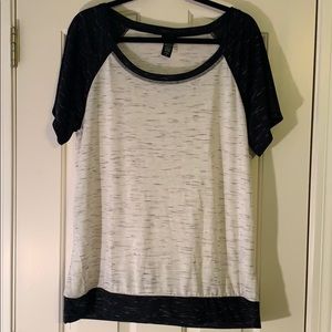 Torrid Black/Heather Grey Raglan Tee Size 1
